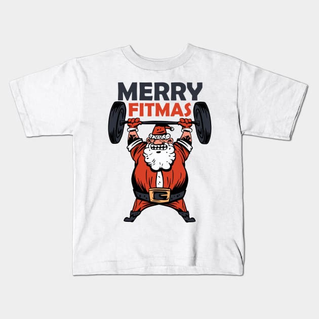 Merry Fitmas Funny Christmas Workout design Kids T-Shirt by theodoros20